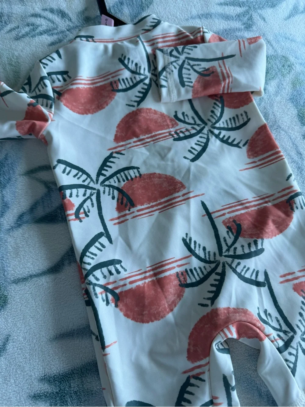 Carter's Coral and Gray Palm-Print Zip One-Piece